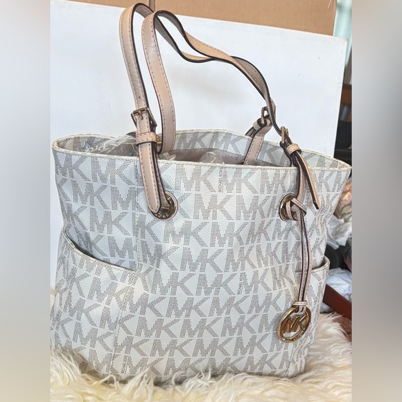 Michael kors white signature coated canvas and leather jet set tote - Picture 11 of 15